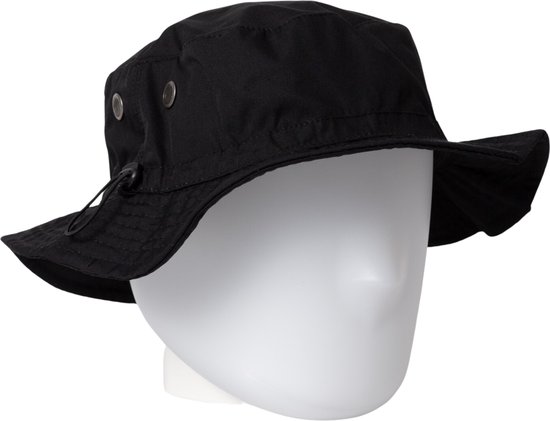 Safari bucket hat - mybuckethat - zwarte bucket hat - vissershoedje zwart - katoen - zonnehoed - regenhoed - junglehoed - omkeerbaar