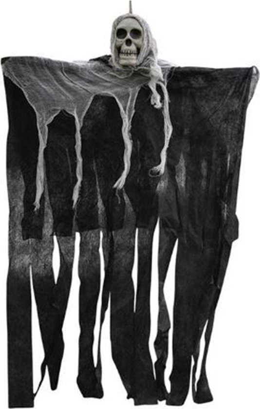 Hangdecoratie geest - Halloween decoratie - Versiering - Skelet - Horror - 85 x 60 cm - Zwart/grijs