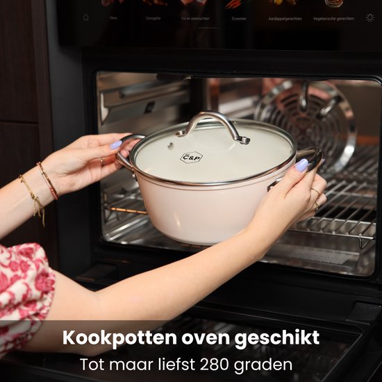 BY C&P Go Ivory Pannenset 7delig Inductie PFAS vrij RVS Vaatwasser en Oven...