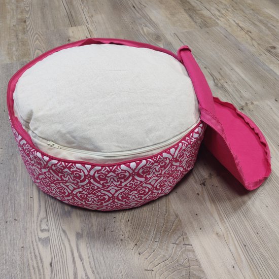 Om Namaste XL Design Meditatiekussen Zitkussen Rond - Roze met Wit - XL van Om Namaste — afbeelding 5