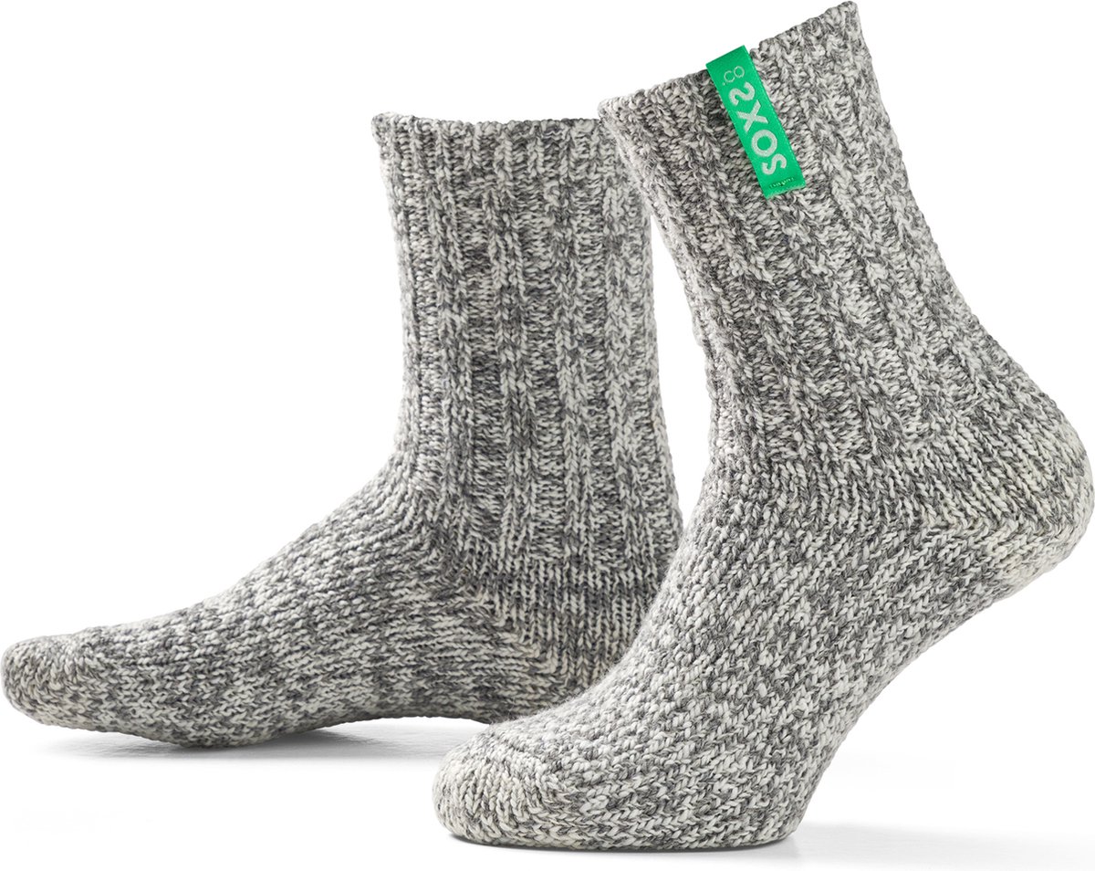 SOXS® Wollen sokken | SOX3632 | Grijs | Kuithoogte | Maat 42-46 | Poison green label