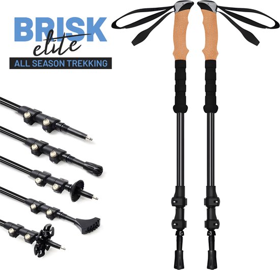 Brisk Elite - Uitschuifbare Nordic Walking stokken - zwart