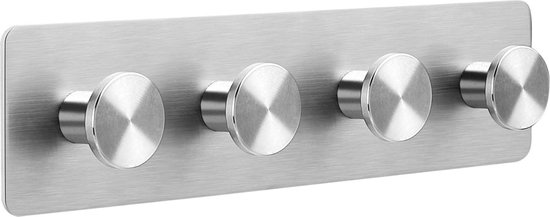 Ambrosya - Handdoekhouder zonder boren - haken zelfklevend badkamer accessoires badkamer decoratie handdoekhaak kledinghaak muur garderobe keuken (roestvrij staal (geborsteld), 1 x 3