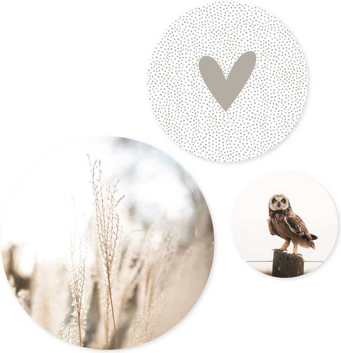 Zoedt - set van 3 muurcirkels - binnen - beige - natuur