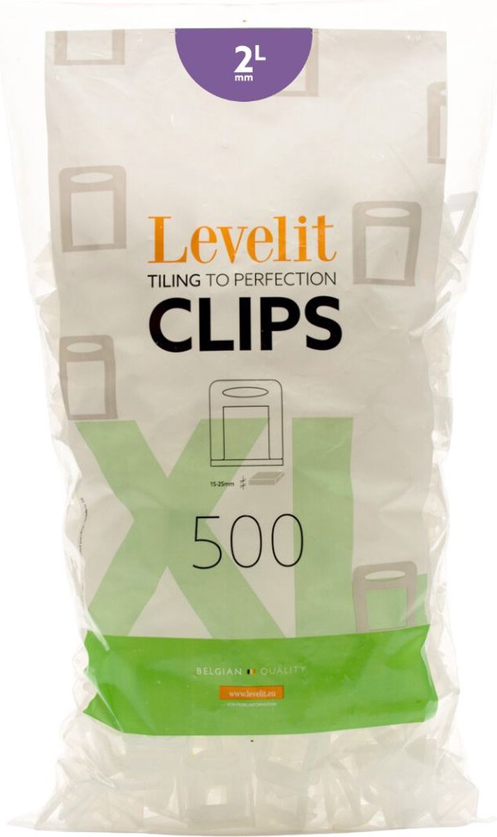 XL by Levelit - Leveling Clips XL - 2mm - 500 stuks - 15-25mm tegeldikte