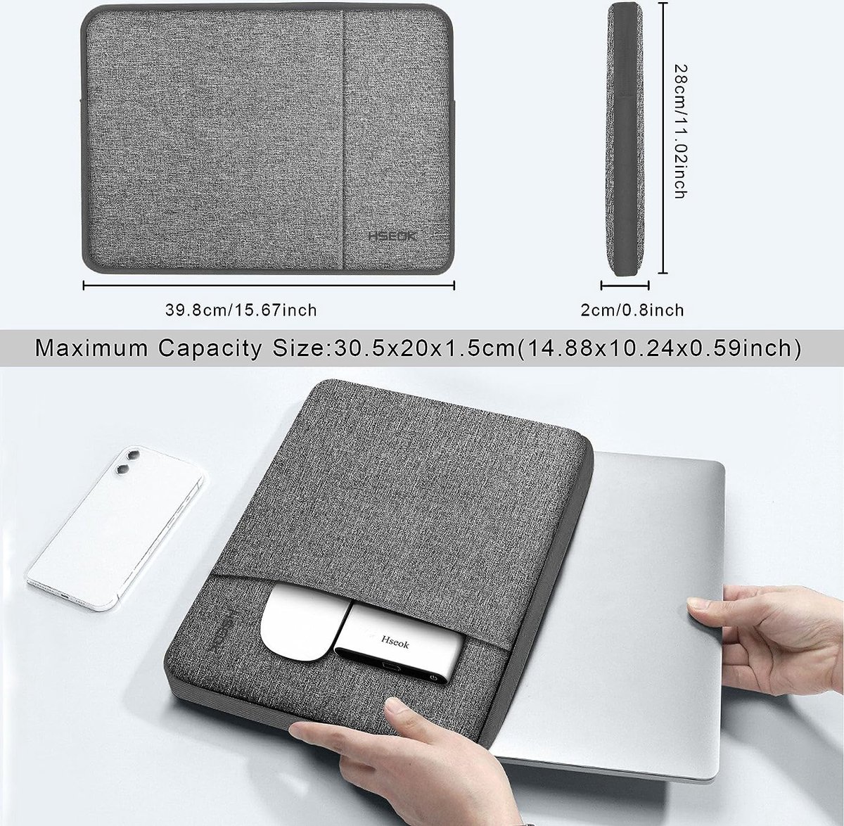 Laptop Sleeve 15,6 Inch Case Bag Waterafstotend beschermhoes Compatibel met de meeste 15,6
