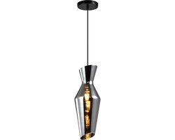 QUIO Hanglamp - Smoke glas - Plafondlamp - Sfeerlamp - Eettafellamp - Hanglamp eetkamer - Hanglamp Slaapkamer - Hotel Chique - Glas - Grijs