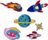 Astronaut Ster Planeet Meteoor Ufo Ruimtevaart Strijk Patch Set 6 Stuks 4 cm / 7 cm / Multicolor