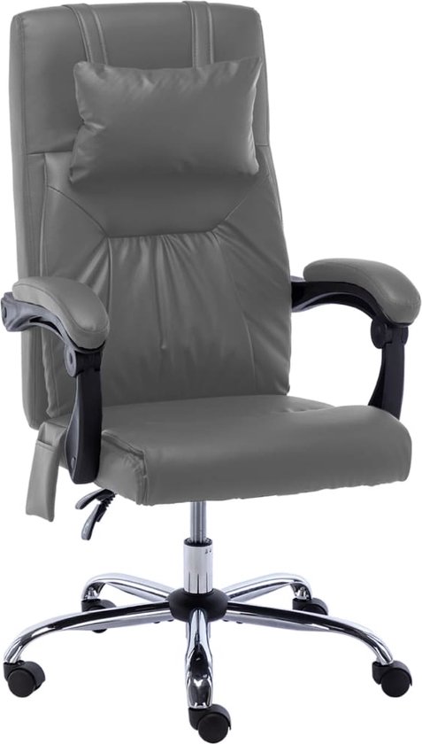 The Living Store Ergonomische Kantoorstoel - Massage- en Ligfunctie - Antraciet - 60 x 64 x (112 - 121) cm - Inclusief Nekkussen