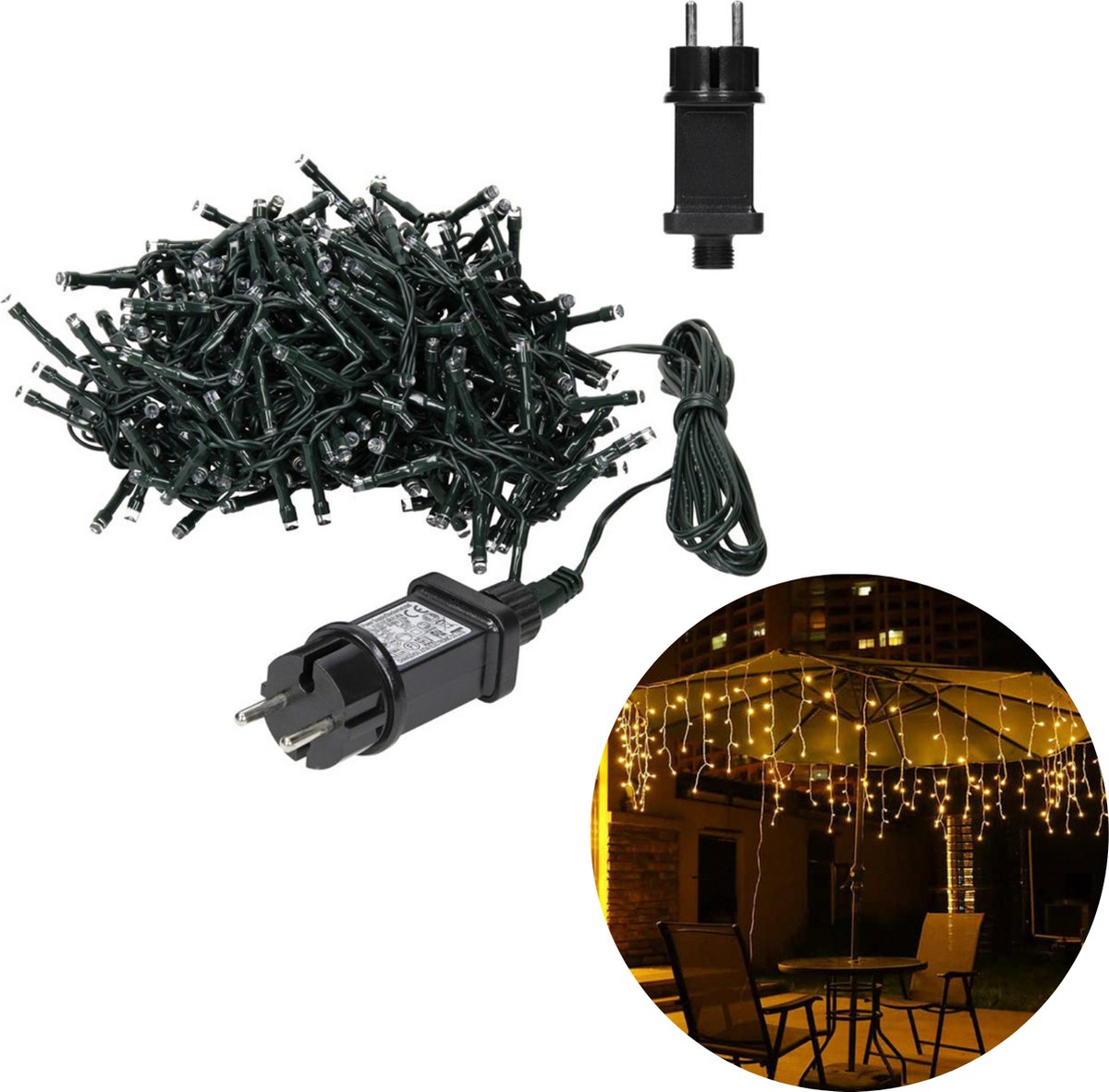 Cheqo® IJspegel Verlichting voor Buiten en Binnen - Lichtgordijn - Gordijnverlichting - Kerstverlichting - Ijspegelverlichting - 90 LED's - 3 meter - warm wit - Cheqo