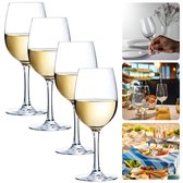 Cheqo® 4 Witte Wijnglazen - Witte Wijn Glas - Wijnglas Set - 430ml (43cl) - Vaatwasbestendig - 20cm Hoog - Transparant