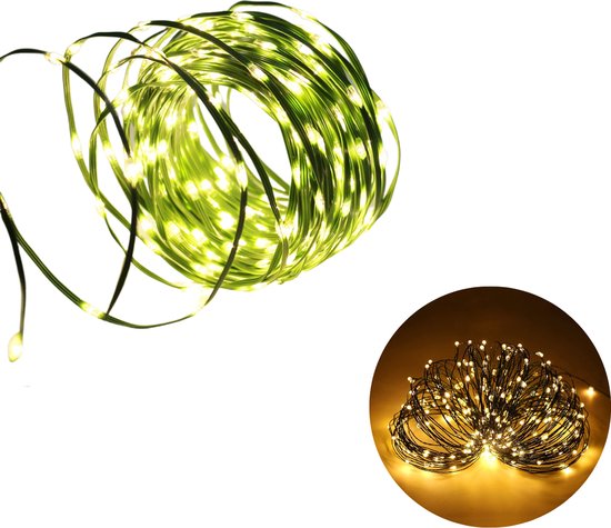 Cheqo® XL Draadverlichting - Kerstverlichting - Kerstlampjes - Kerstboomverlichting - Lampjes Slinger - Lichtsnoer - LED Lampjes voor Binnen en Buiten - 320LED - 24 Meter - Extra Warm Wit