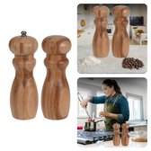 Cheqo® Peper- & Zoutmolen - Kruidenmolen - Peper en Zoutstel - Bamboe Set - 2 Stuks - Keramisch Maalwerk - 16 cm Hoog