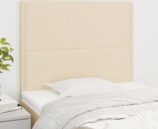 The Living Store Hoofdbord - Gestoffeerd - Crème - 90 x 5 x 118/128 cm - Stabiliteit en comfort