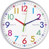 YONO Horloge Murale pour Enfants - Horloge d'Apprentissage aux Couleurs Éducatif - Klok Apprendre à Regarder - Silencieuse - Ø 30 cm