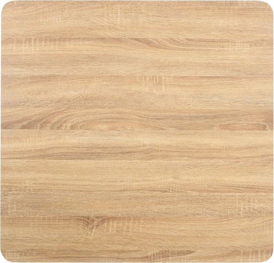 The Living Store Table Bistro MDF/Grain de Bois - 80 x 80 x 75 cm - Marron clair/ Wit