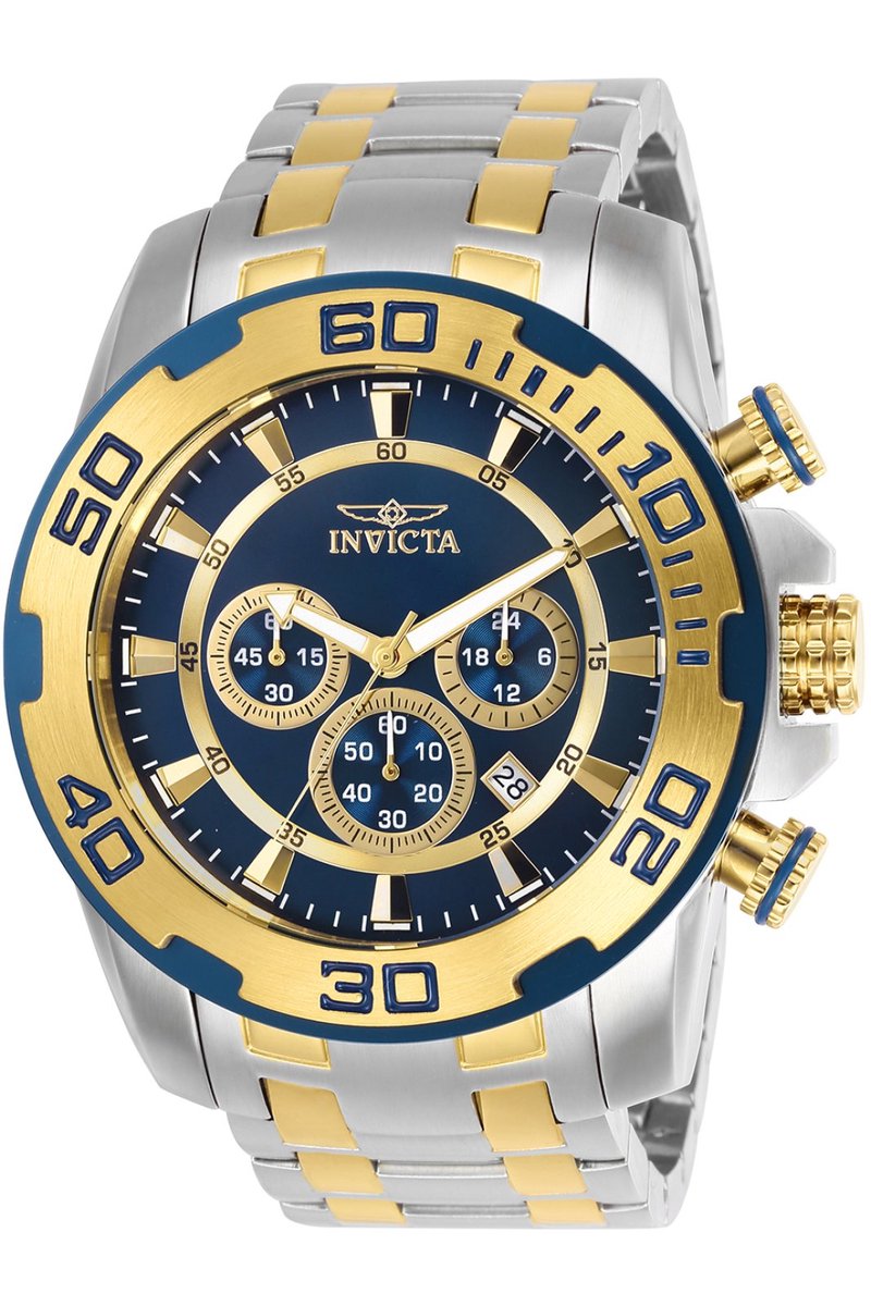 Invicta Pro Diver 26296 Heren Horloge - Waterdicht - Analoog - Quartz Uurwerk - Roestvrij Staal met blauwe Wijzerplaat - 50mm