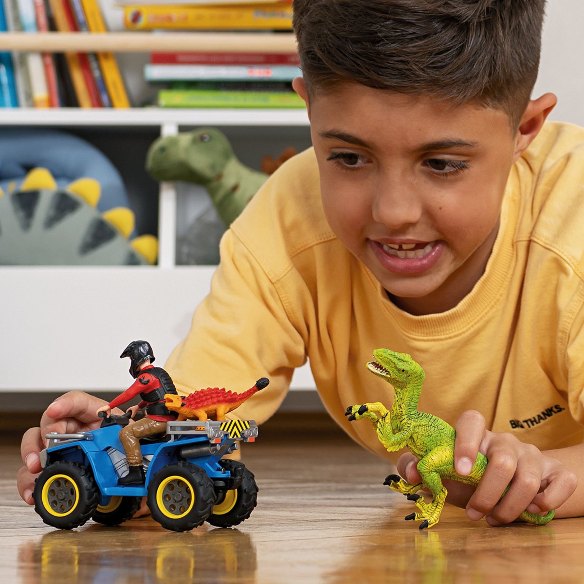 Schleich Dinosaurs - Vlucht op de quad voor Velociraptor speelfiguur thumbnail 3