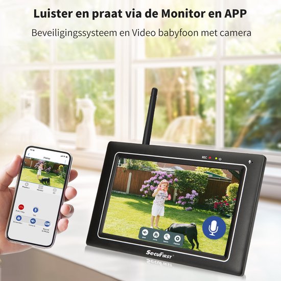 SecuFirst CWL401W Draadloze 3 megapixel Beveiligingscamera met monitor - 7 inch touchscreen + 1 camera - Wit - Gratis app van SecuFirst — afbeelding 4