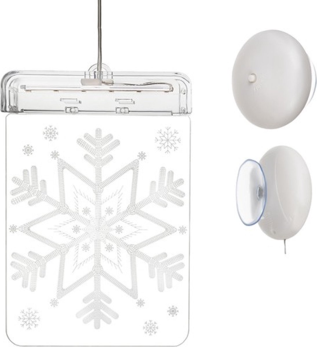 Kerst - Raamhanger met LED Verlichting - Sneeuwvlokken - Kerstdecoratie - 17 x 11,5 cm - Werkt op Batterijen - Kado Tip !!