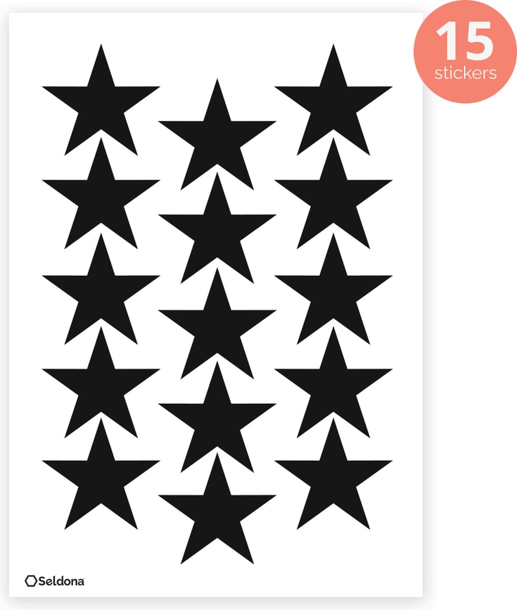 Seldona® Muurstickers kinderkamer Sterretjes - Zwart wit Scandinavisch design - jongen / meisje - Babykamer (15 Stuks)