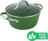 BY C&P© Go Green Kookpot met deksel 24 cm groen - Inductie - PFAS vrij - Vaatwasser geschikt