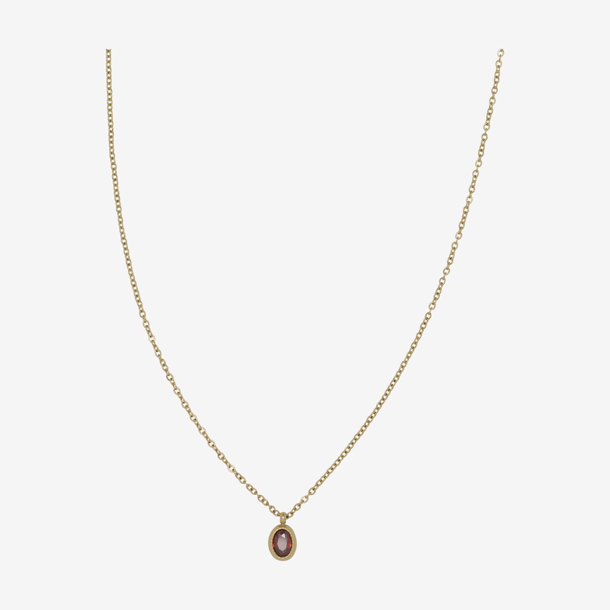 Essenza Round Red Stone Necklace Gold