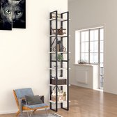 The Living Store Boekenkast Industrieel - 40 x 30 x 210 cm - Wit Hout en Metaal