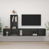 The Living Store TV-meubelset - hoogglans grijs - spaanplaat - 37 x 37 x 37 cm - 107 cm - 142.5 cm