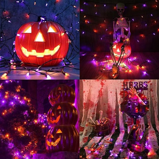 Guirlande lumineuse d'Halloween Oranje et violette, 10 m, 100 LED ,  alimentée par... | bol