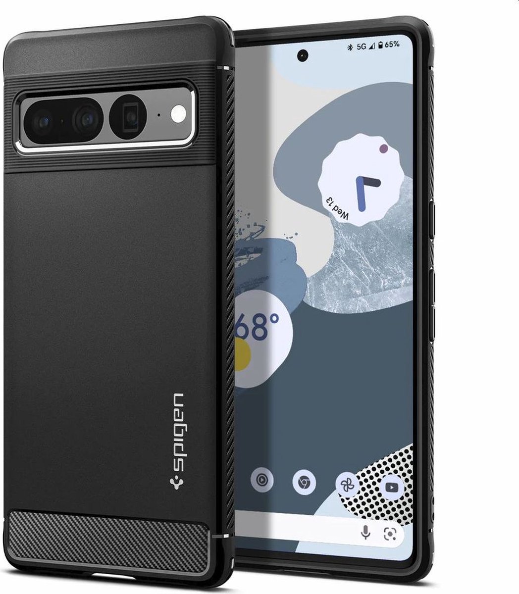 Spigen Rugged Armor Google Pixel 7 Pro Hoesje Back Cover Zwart