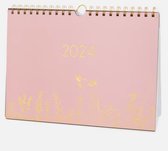 Familie weekplanner 2024 | Planner l Kalender | Met stickervel | Jaarplanner | Om neer te zetten of op te hangen | A4 formaat | Roze | FSC-keurmerk | 29.7 x 21.5 x 1.5 cm