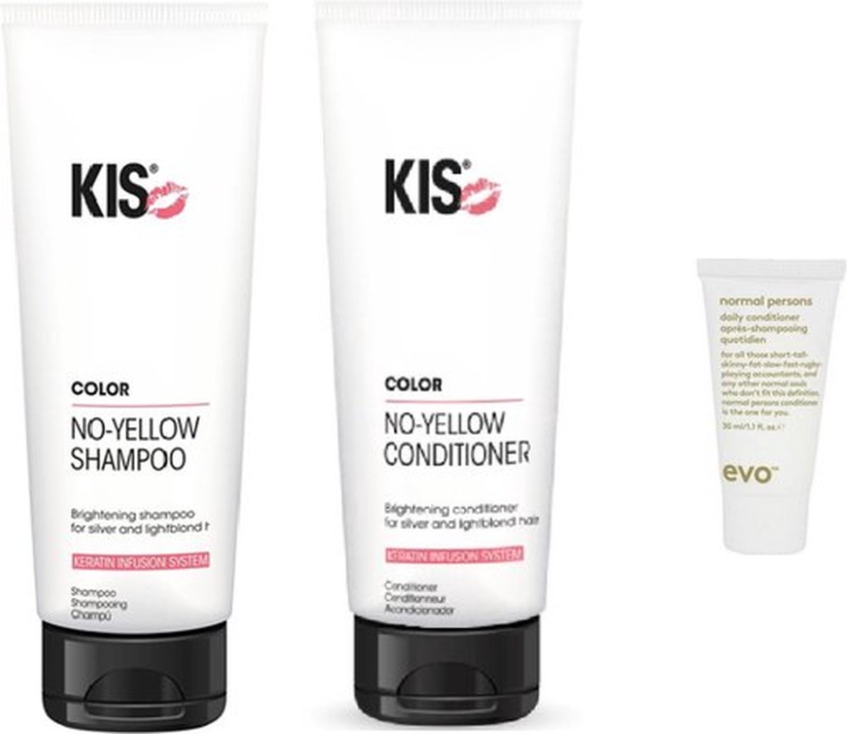 Kis No-Yellow Conditioner + Shampoo Duo Set + Gratis Evo Travel Size