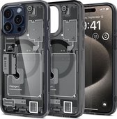 Geschikt voor Spigen Apple iPhone 15 Pro Max Geschikt voor Mag Zero one Hoesje - Schematic Black