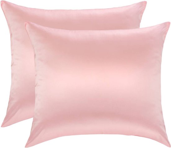 Voordeelset 2x 100% Zijden kussensloop Roze Hotelsluiting - 19MM - 50x60cm - 50x60cm