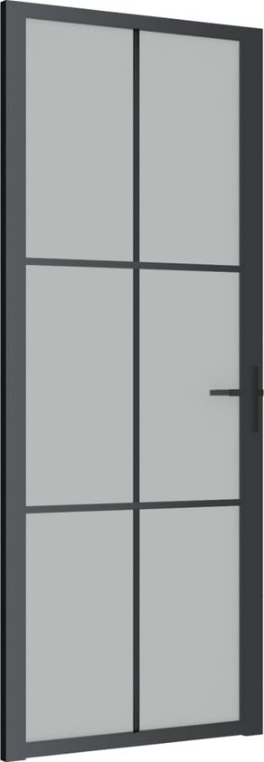 vidaXL-Binnendeur-83x201,5-cm-matglas-en-aluminium-zwart