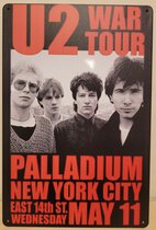 U2 war tour New York City Reclamebord van metaal METALEN-WANDBORD - MUURPLAAT - VINTAGE - RETRO - HORECA- BORD-WANDDECORATIE -TEKSTBORD - DECORATIEBORD - RECLAMEPLAAT - WANDPLAAT - NOSTALGIE -CAFE- BAR -MANCAVE- KROEG- MAN CAVE