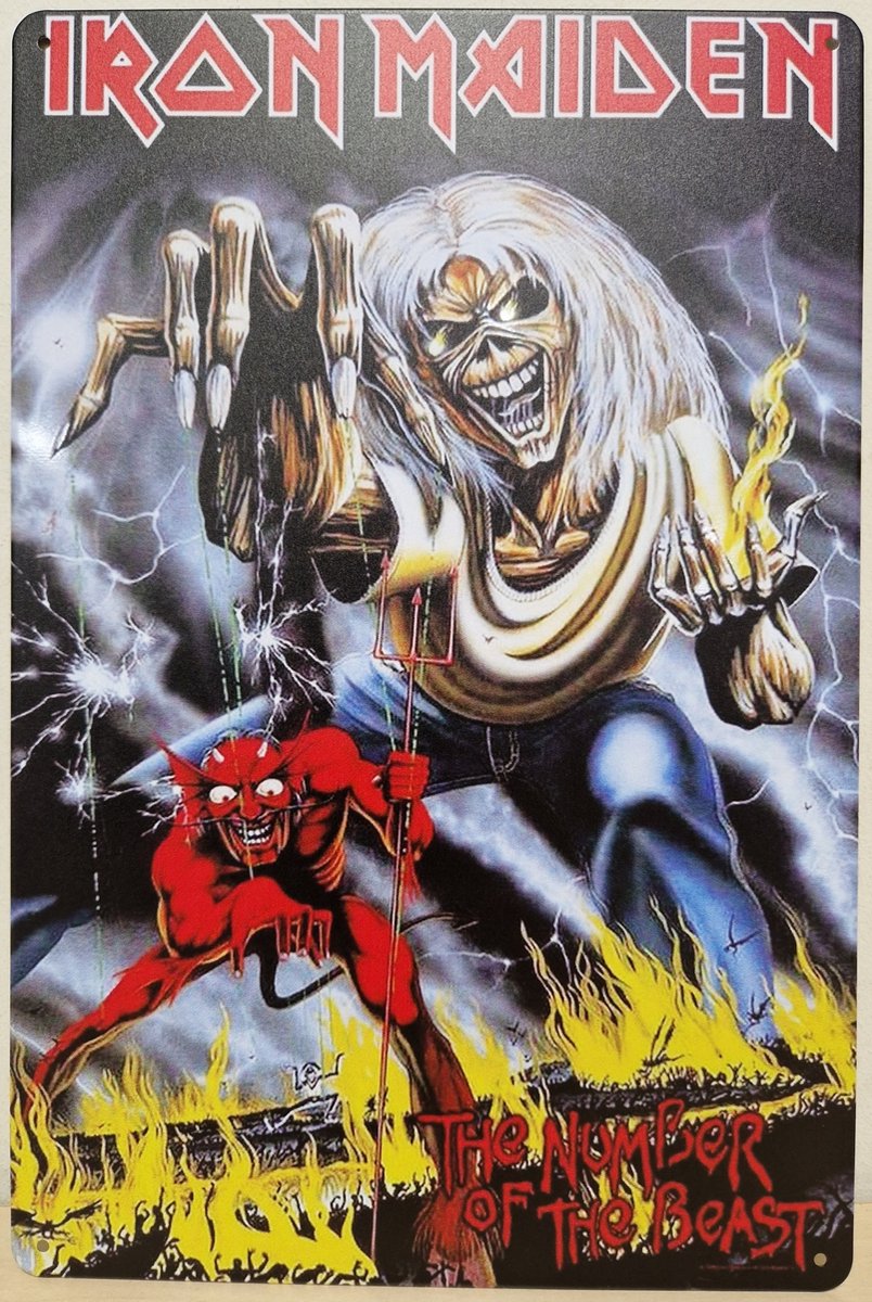 iron maiden number of the beast Reclamebord van metaal METALEN-WANDBORD - MUURPLAAT - VINTAGE - RETRO - HORECA- BORD-WANDDECORATIE -TEKSTBORD - DECORATIEBORD - RECLAMEPLAAT - WANDPLAAT - NOSTALGIE -CAFE- BAR -MANCAVE- KROEG- MAN CAVE Multi