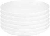 PlasticForte Rond bord/camping bord - 6x - D22 cm - ivoor wit - kunststof