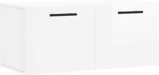 vidaXL - Wandkast - 80x36,5x35 - cm - bewerkt - hout - hoogglans - wit