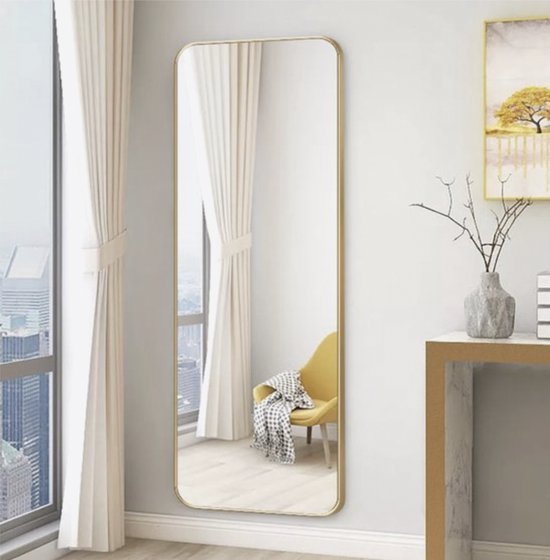 Luxaliving Miroir Plein Pied Goud - Rebords Ovales - Miroir Moderne - Miroir  Plein... | bol