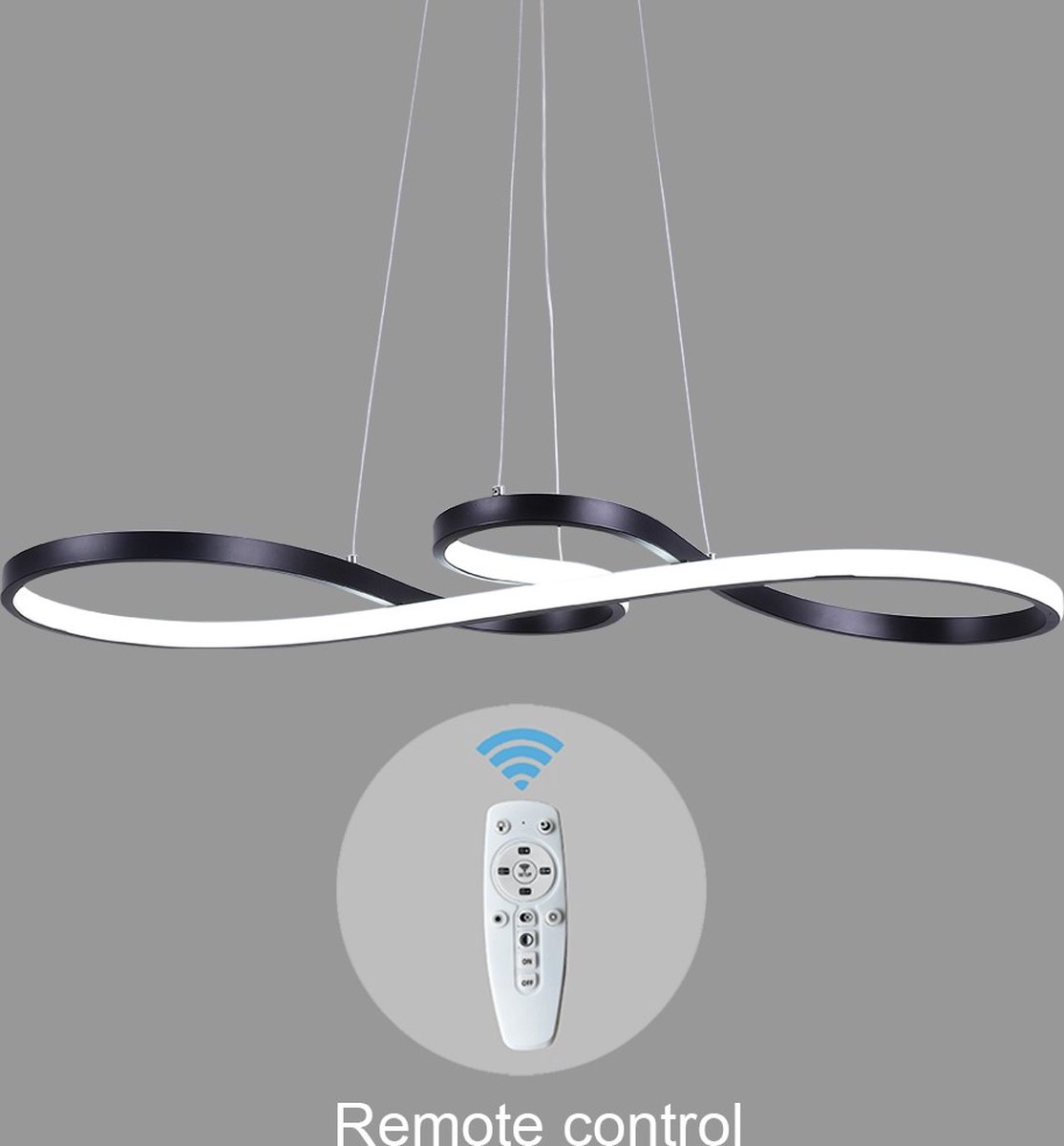 Moderne led hanglamp, dimbaar, met afstandsbediening, in