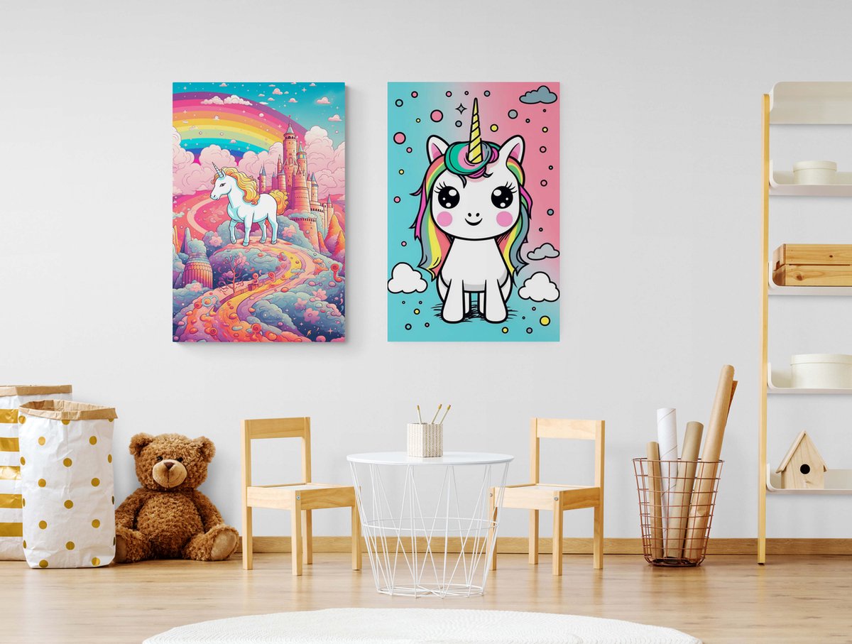 Affiche Kinder - Licorne - Unicorn - Dessin Animé - 61x91