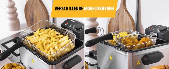 Tristar Frituurpan 5 liter - FR-6949 - Friteuse 2000W - 1 grote, 2 kleine manden, kijkvenster - RVS