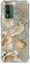 Case geschikt voor Nokia XR21 Vintage Bird Flowers