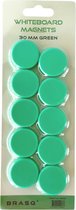 BRASQ Magneten Voor Whiteboard, Magneetbord, Memobord of Magnetisch Tekenbord - Groen 30mm - 10 stuks