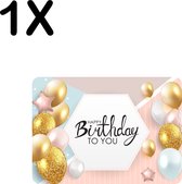BWK Flexibele Placemat - Happy Birthday - Verjaardag Sfeer met Ballonnen - Set van 1 Placemats - 35x25 cm - PVC Doek - Afneembaar
