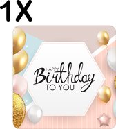 BWK Luxe Placemat - Happy Birthday - Verjaardag Sfeer met Ballonnen - Set van 1 Placemats - 40x40 cm - 2 mm dik Vinyl - Anti Slip - Afneembaar
