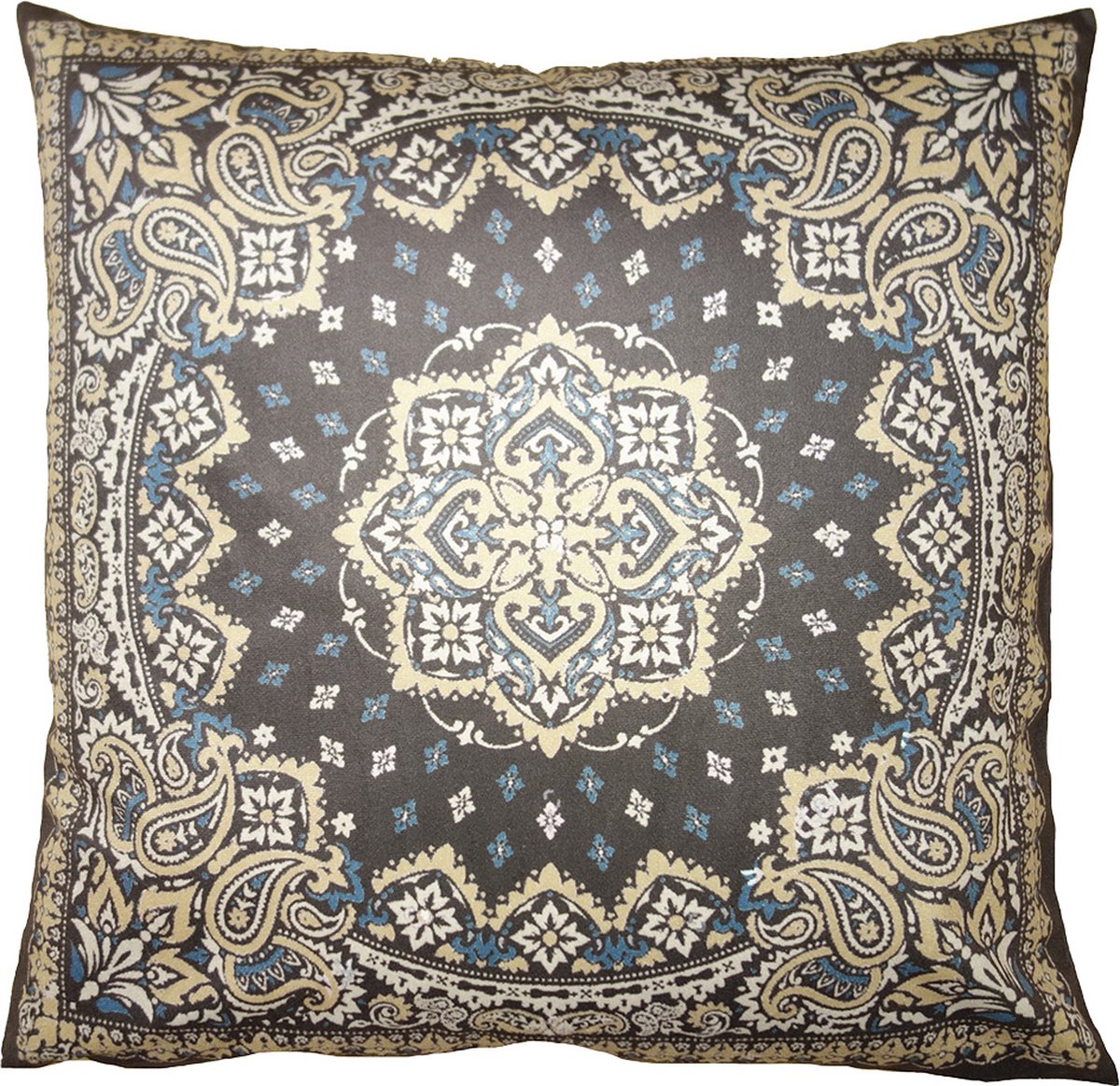 Clayre & Eef Kussenhoes 45x45 cm Bruin Blauw Polyester Sierkussenhoes