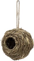 Vogelhuis riet - vogelhuisje stro - vogelnest rond gevlochten - natuurlijk nestbuidel balletje - loungenest - 21 cm